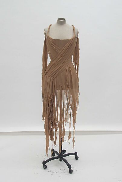 Ensemble, Alexander McQueen (British, founded 1992), (a) silk, cotton, metal (b, c) leather, synthetic, wood, metal, British 