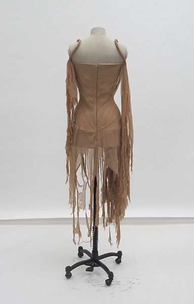 Ensemble, Alexander McQueen (British, founded 1992), (a) silk, cotton, metal (b, c) leather, synthetic, wood, metal, British