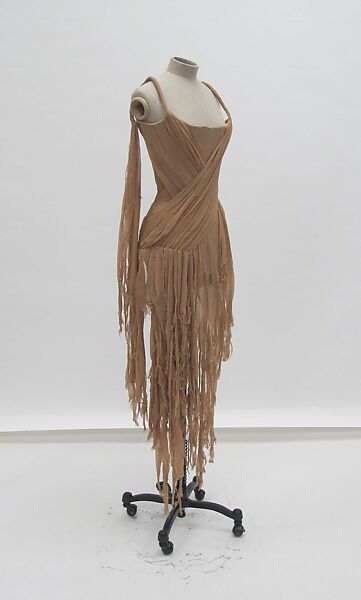 Ensemble, Alexander McQueen (British, founded 1992), (a) silk, cotton, metal (b, c) leather, synthetic, wood, metal, British