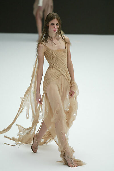 Ensemble, Alexander McQueen (British, founded 1992), (a) silk, cotton, metal (b, c) leather, synthetic, wood, metal, British