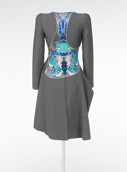 Dress, Alexander McQueen (British, founded 1992), wool, synthetic, mother-of-pearl, metal, British