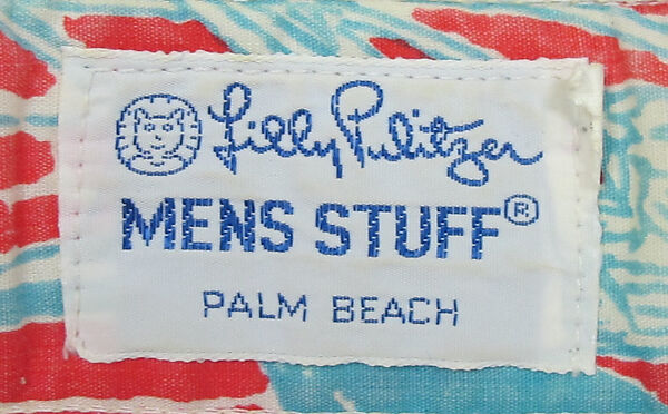 Bathing trunks, Lilly Pulitzer Inc. (American, founded 1961), cotton, synthetic, metal, mother-of-pearl, American