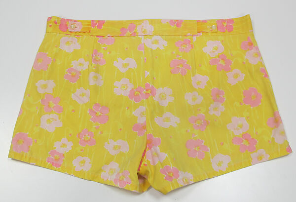 Bathing trunks, Lilly Pulitzer Inc. (American, founded 1961), cotton, synthetic, metal, mother-of-pearl, American