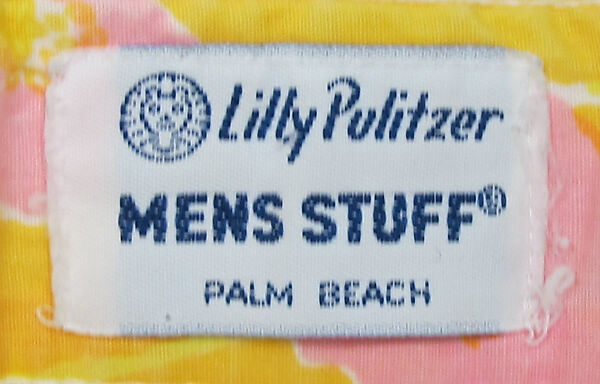 Bathing trunks, Lilly Pulitzer Inc. (American, founded 1961), cotton, synthetic, metal, mother-of-pearl, American