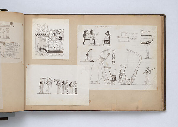 Scrapbook, John Singer Sargent (American, Florence 1856–1925 London), Album containing ephemera and drawings (pencil and gouache on paper), American