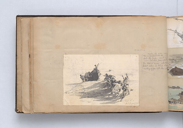 Scrapbook, John Singer Sargent (American, Florence 1856–1925 London), Album containing ephemera and drawings (pencil and gouache on paper), American