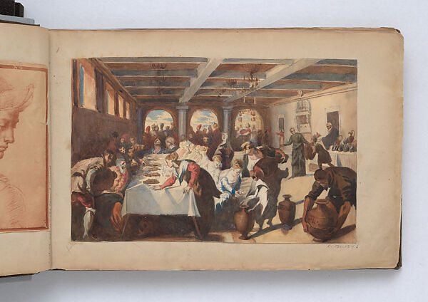 Scrapbook, John Singer Sargent (American, Florence 1856–1925 London), Album containing ephemera and drawings (pencil and gouache on paper), American