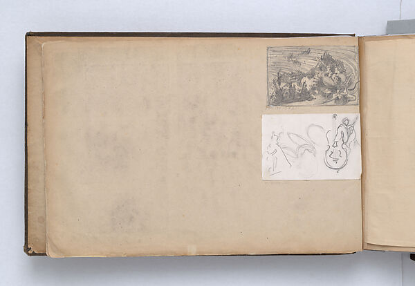 Scrapbook, John Singer Sargent (American, Florence 1856–1925 London), Album containing ephemera and drawings (pencil and gouache on paper), American