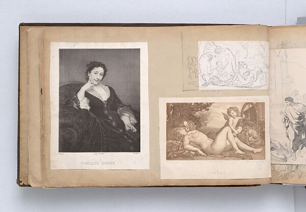 Scrapbook, John Singer Sargent (American, Florence 1856–1925 London), Album containing ephemera and drawings (pencil and gouache on paper), American