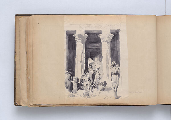 Scrapbook, John Singer Sargent (American, Florence 1856–1925 London), Album containing ephemera and drawings (pencil and gouache on paper), American