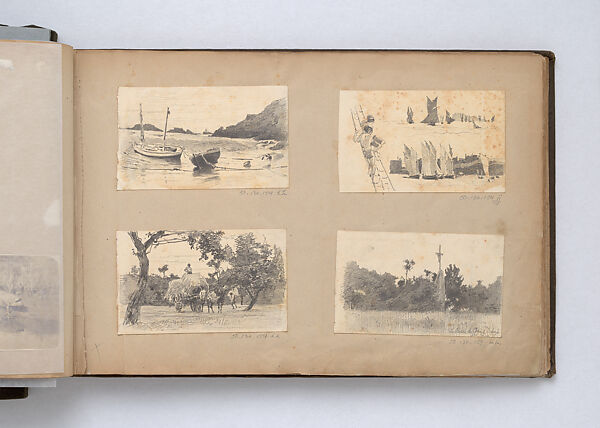 Scrapbook, John Singer Sargent (American, Florence 1856–1925 London), Album containing ephemera and drawings (pencil and gouache on paper), American