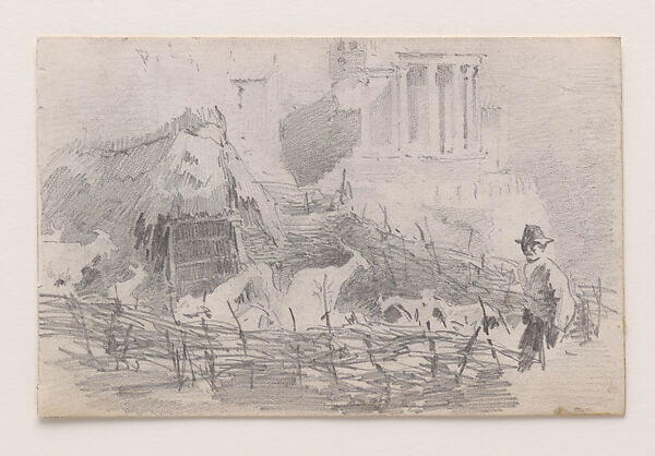 Scrapbook, John Singer Sargent (American, Florence 1856–1925 London), Album containing ephemera and drawings (pencil and gouache on paper), American