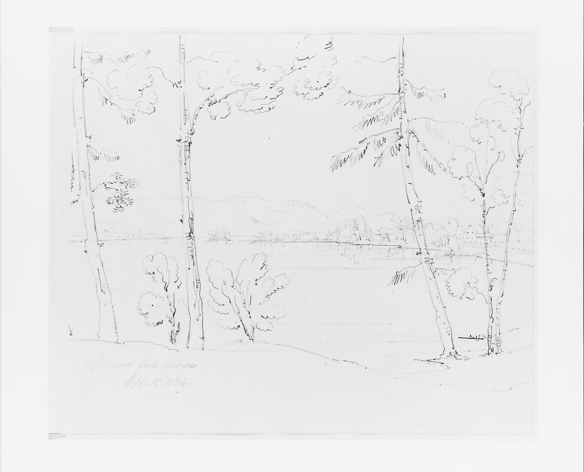 Upper End, Lake George (from Sketchbook), John William Casilear (American, New York 1811–1893 Saratoga Springs, New York), Graphite on wove paper, American 