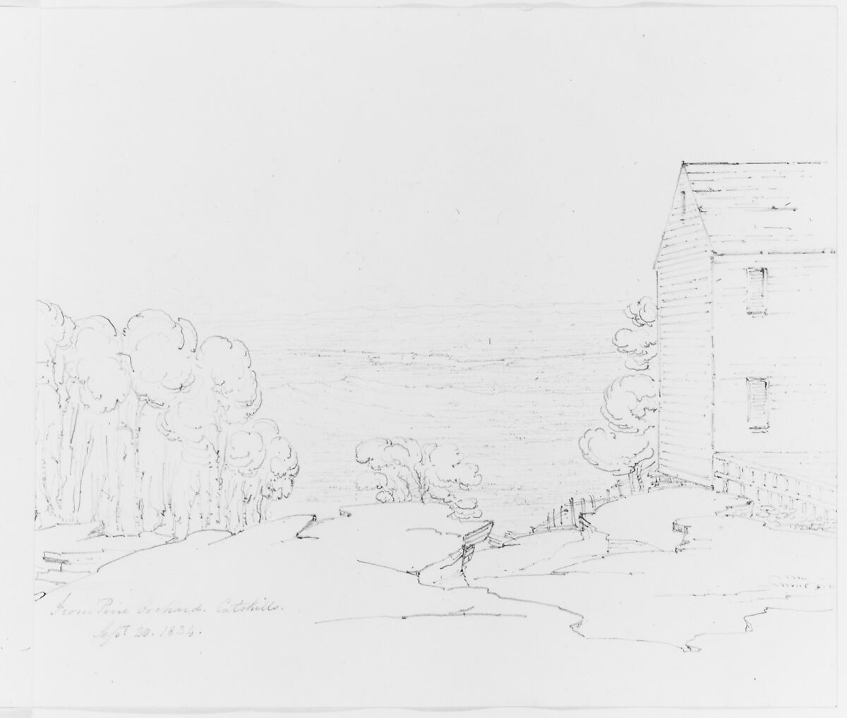 From Pine Orchard, Catskills (from Sketchbook), John William Casilear (American, New York 1811–1893 Saratoga Springs, New York), Graphite on wove paper, American 