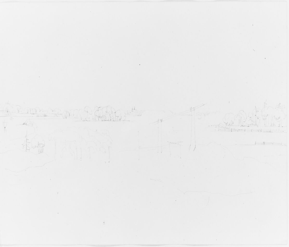 Valley and Lake (from Sketchbook), John William Casilear (American, New York 1811–1893 Saratoga Springs, New York), Graphite on wove paper, American 