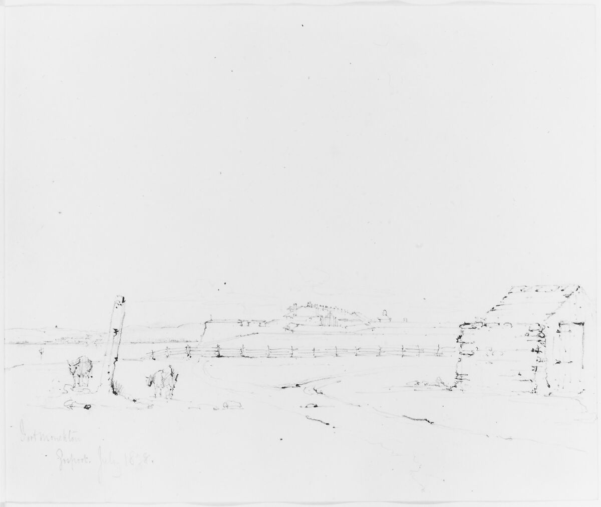 Fort Monekton (from Sketchbook), John William Casilear (American, New York 1811–1893 Saratoga Springs, New York), Graphite on wove paper, American 