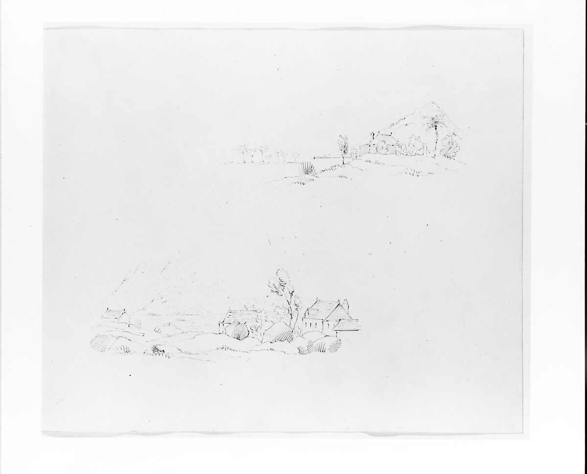 Two Tropical Landscape Studies (from Sketchbook), John William Casilear (American, New York 1811–1893 Saratoga Springs, New York), Graphite on wove paper, American 
