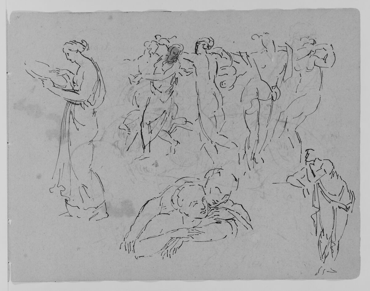 Thomas Sully | Sketches of Two Women, a Man Fighting a Beast, Two ...