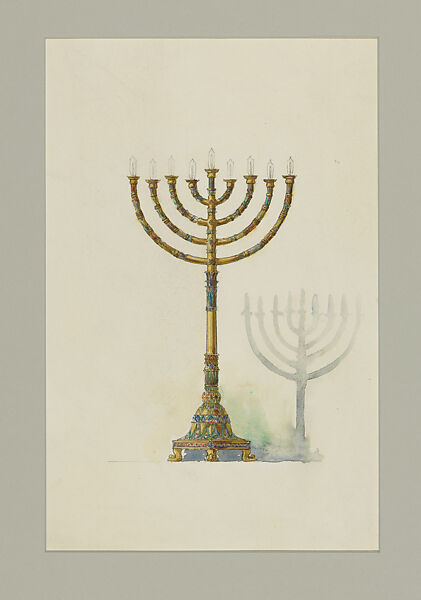 Candlestick, Louis C. Tiffany (American, New York 1848–1933 New York), Watercolor and graphite on paper, American 