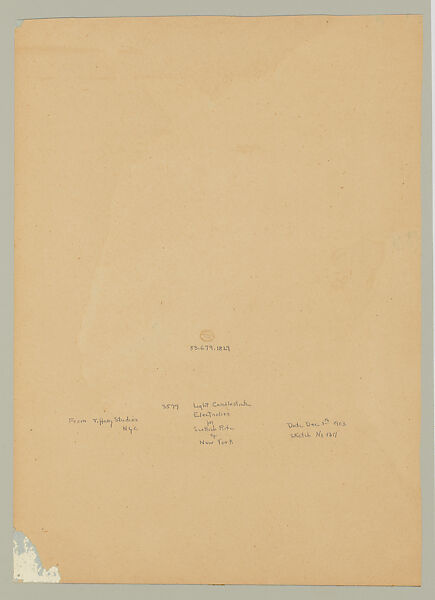 "Candlestick, Electrolier, for Scottish Rite of New York," New York, Louis C. Tiffany (American, New York 1848–1933 New York), Watercolor, glaze, and graphite on paper mounted on paperboard, American
