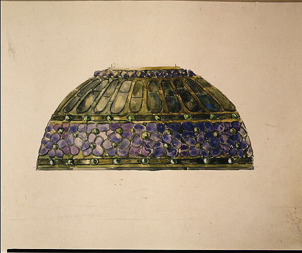 Design for a Floral Lamp, Louis C. Tiffany (American, New York 1848–1933 New York), Transparent and opaque watercolor, and graphite on paper mounted on paperboard, American