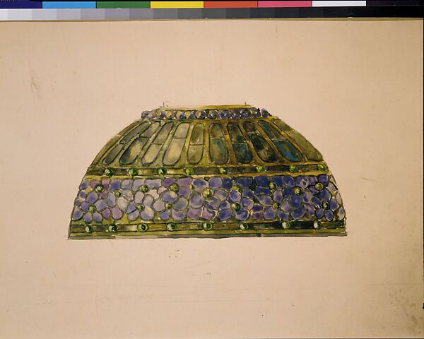 Design for a Floral Lamp, Louis C. Tiffany (American, New York 1848–1933 New York), Transparent and opaque watercolor, and graphite on paper mounted on paperboard, American