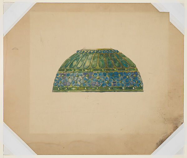 Design for a Floral Lamp, Louis C. Tiffany (American, New York 1848–1933 New York), Transparent and opaque watercolor, and graphite on paper mounted on paperboard, American