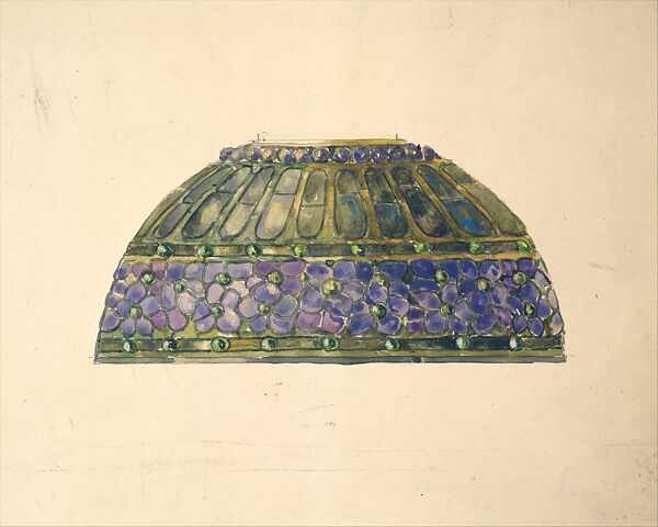 Design for floral lamp, Louis C. Tiffany (American, New York 1848–1933 New York), Watercolor, graphite, and ink on artist board, American 