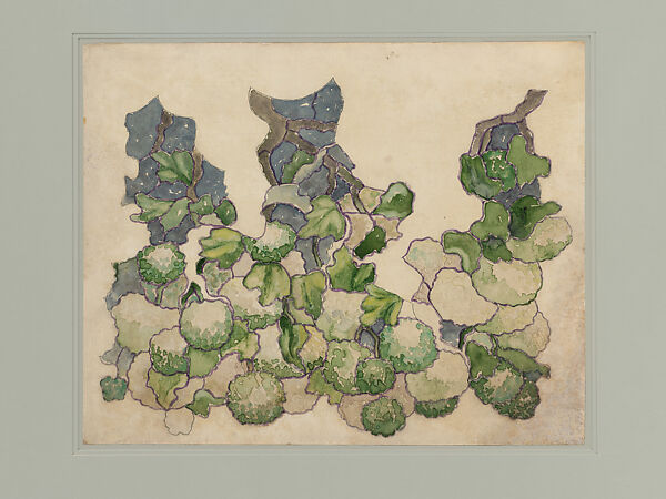 Cartoon for "Snowball" Lampshade, Louis C. Tiffany (American, New York 1848–1933 New York), Watercolor, carbon transfer, and graphite on paper, American