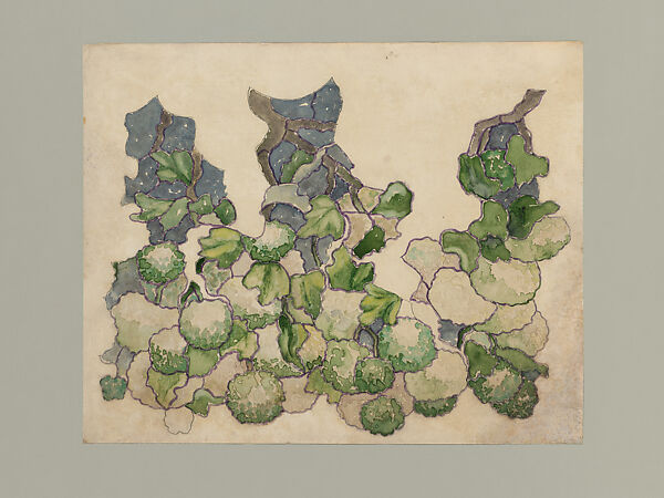 Cartoon for "Snowball" Lampshade, Louis C. Tiffany (American, New York 1848–1933 New York), Watercolor, carbon transfer, and graphite on paper, American