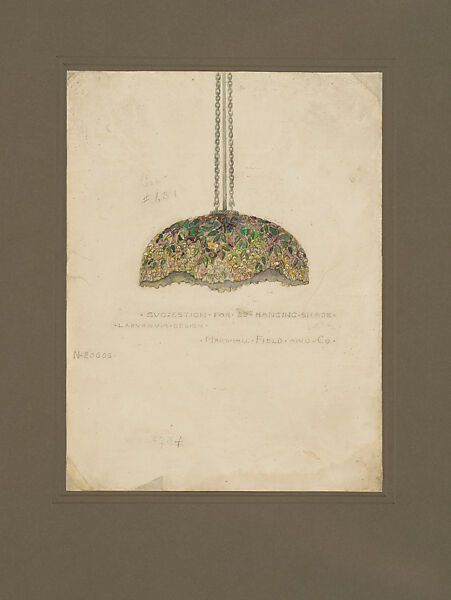 "Suggestion for 28" Hanging Shade, Laburnum Design, Marshall Field and Co.", Louis C. Tiffany (American, New York 1848–1933 New York), Transparent and opaque watercolor, and graphite on paper, American