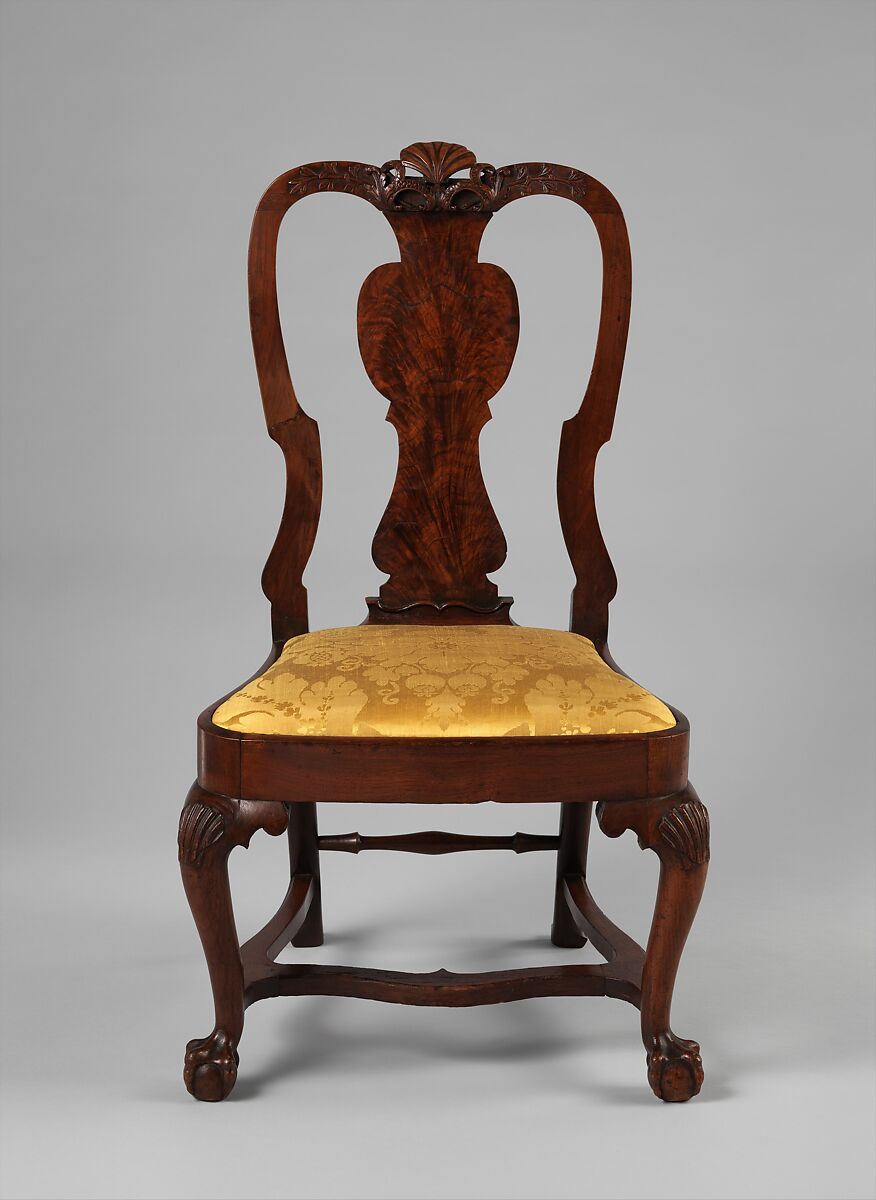 Side chair, Walnut, walnut veneer, maple, white pine; upholstery (modern), American