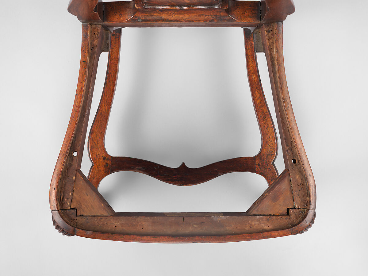 Side chair, Walnut, walnut veneer, maple, white pine; upholstery (modern), American