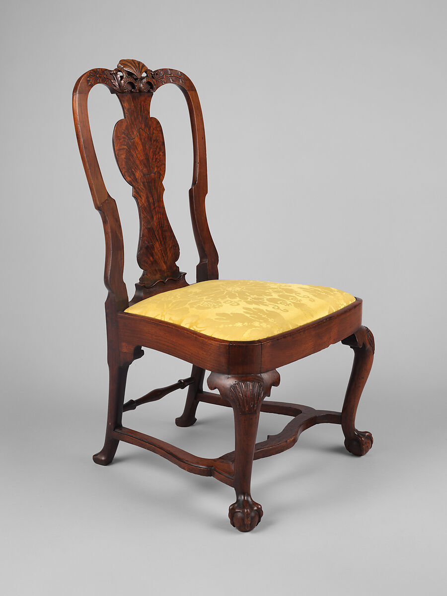 Side chair, Walnut, walnut veneer, maple, white pine; upholstery (modern), American