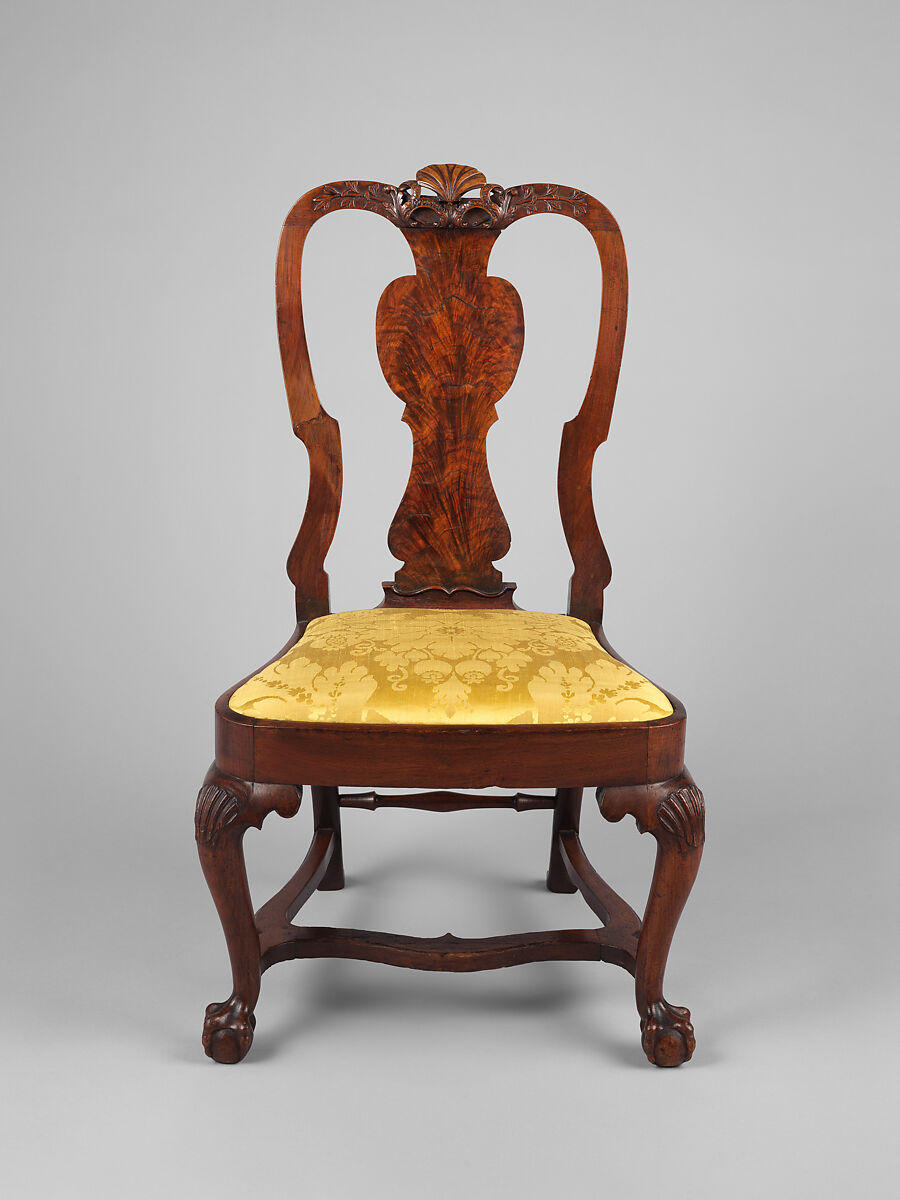 Side chair, Walnut, walnut veneer, maple, white pine; upholstery (modern), American