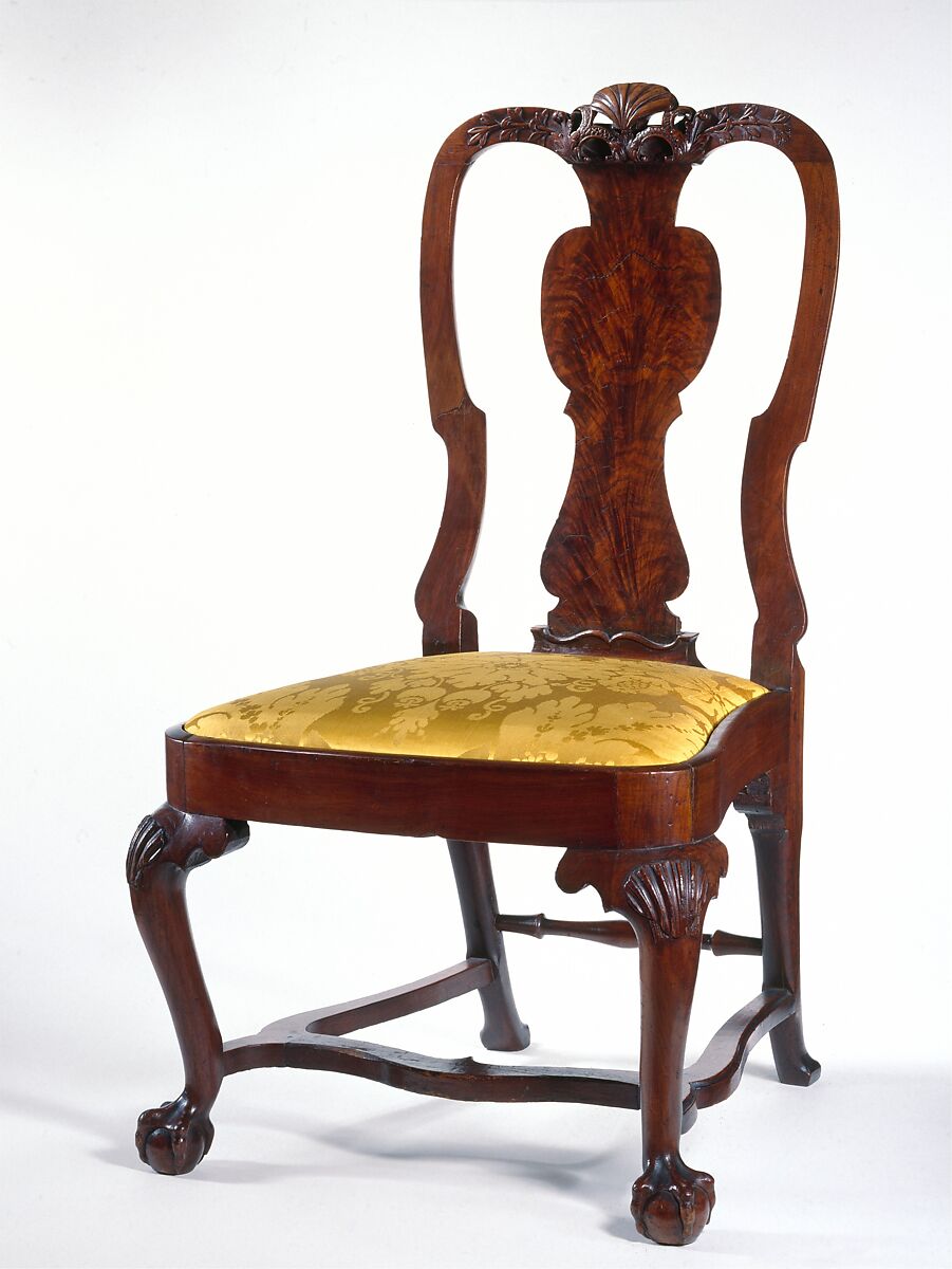 Side chair, Walnut, walnut veneer, maple, white pine; upholstery (modern), American