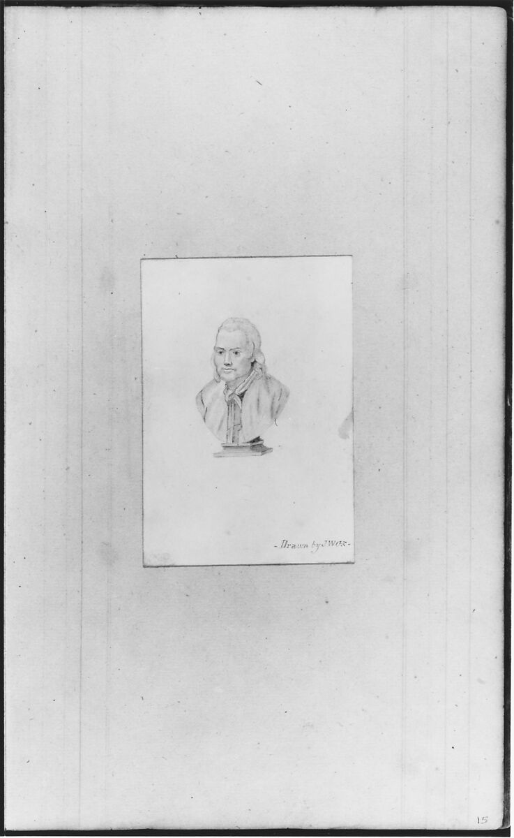 Sculpture Bust of Man (from Sketchbook), John William Casilear (American, New York 1811–1893 Saratoga Springs, New York), Graphite, pen, ink, and watercolor on paper, American 