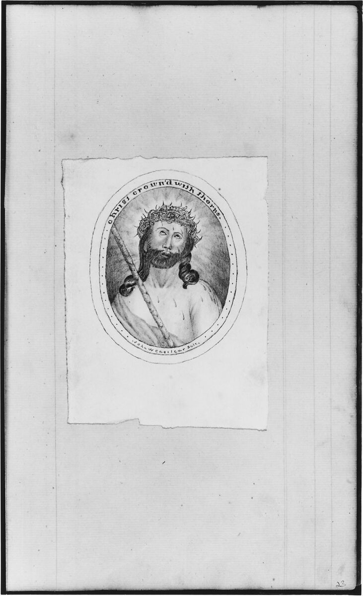 "Christ Crowned with Thorns" (from Sketchbook), John William Casilear (American, New York 1811–1893 Saratoga Springs, New York), Graphite, pen, ink, and watercolor on paper, American 