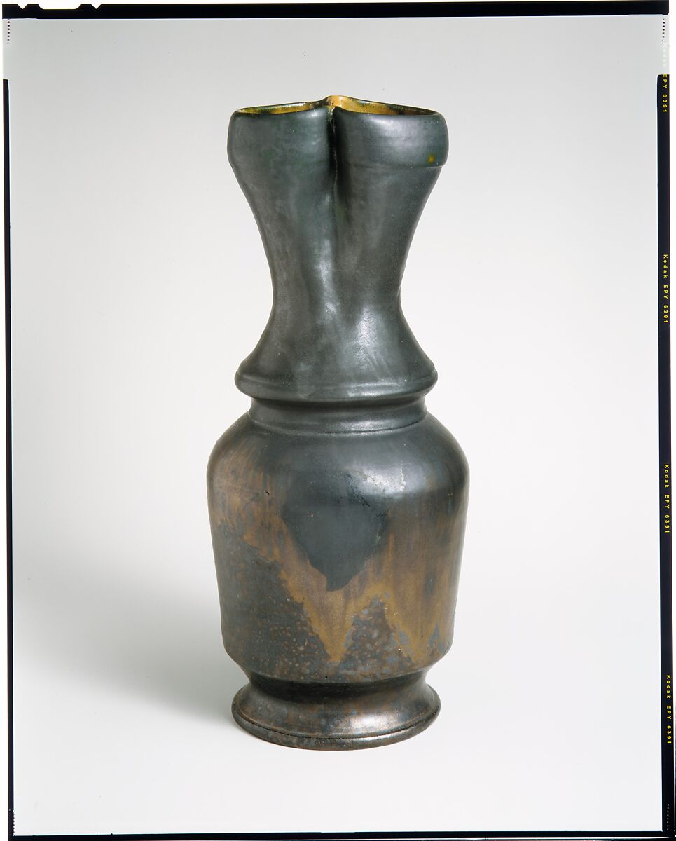 Vase, George E. Ohr (American, Biloxi, Mississippi 1857–1918  Biloxi, Mississippi), Glazed red earthenware, American