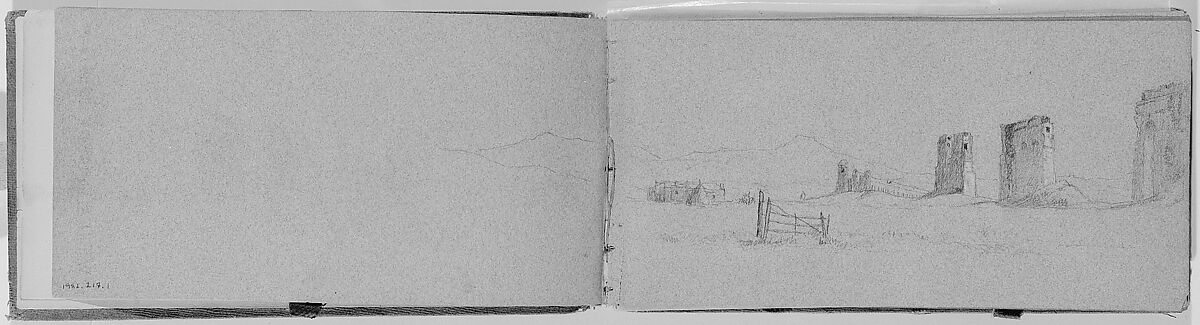 Sketchbook of Italian Landscape Subjects, Jervis McEntee (American, Rondout, New York 1828–1891 Rondout, New York), Drawings in watercolor, graphite, and white gouache on blue wove paper, bound in cloth-covered boards, American