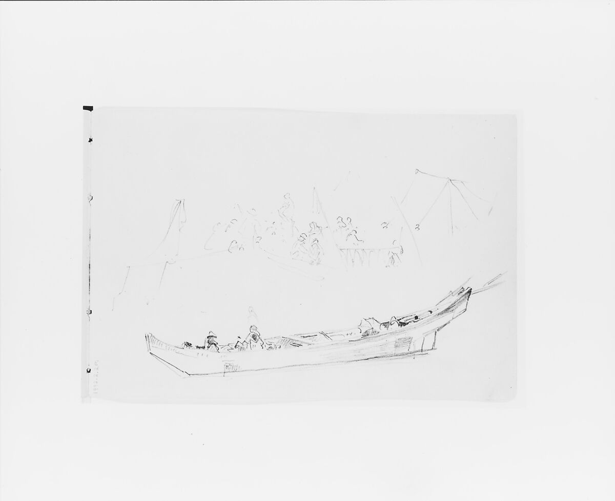 Sketchbook of Pacific Northwest Landscape Subjects, William Trost Richards (American, Philadelphia, Pennsylvania 1833–1905 Newport, Rhode Island), Green marble cardboard (cover)
Drawings in graphite on off-white wove paper (sheets), American