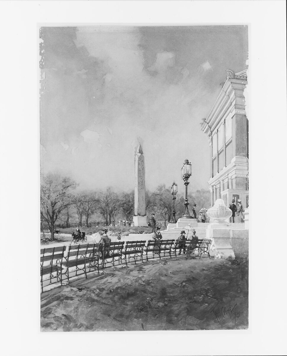 Cleopatra's Needle, Frank Crane (1857–1917), Graphite, watercolor, and gouache on off-white wove paper, American
