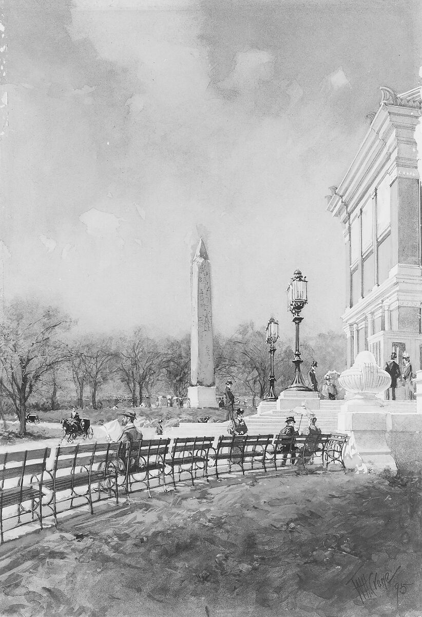 Cleopatra's Needle, Frank Crane (1857–1917), Graphite, watercolor, and gouache on off-white wove paper, American 