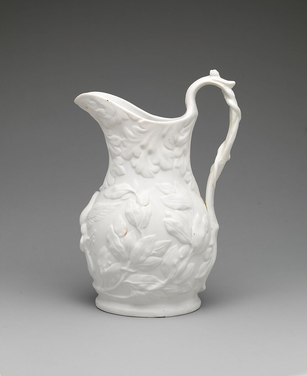 Pitcher, Attributed to Gloucester Porcelain Company, Porcelain, American 