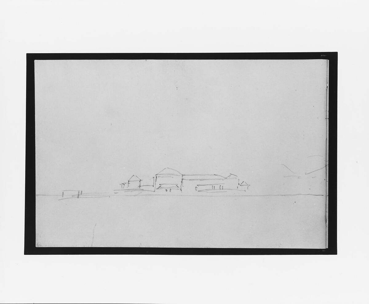 Village and Mountain (from Sketchbook), Mary Newbold Sargent (1826–1906), Graphite on paper, American 