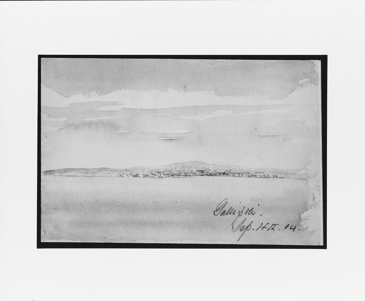 Gallipoli (from Sketchbook), Mary Newbold Sargent (1826–1906), Graphite and watercolor on paper, American 
