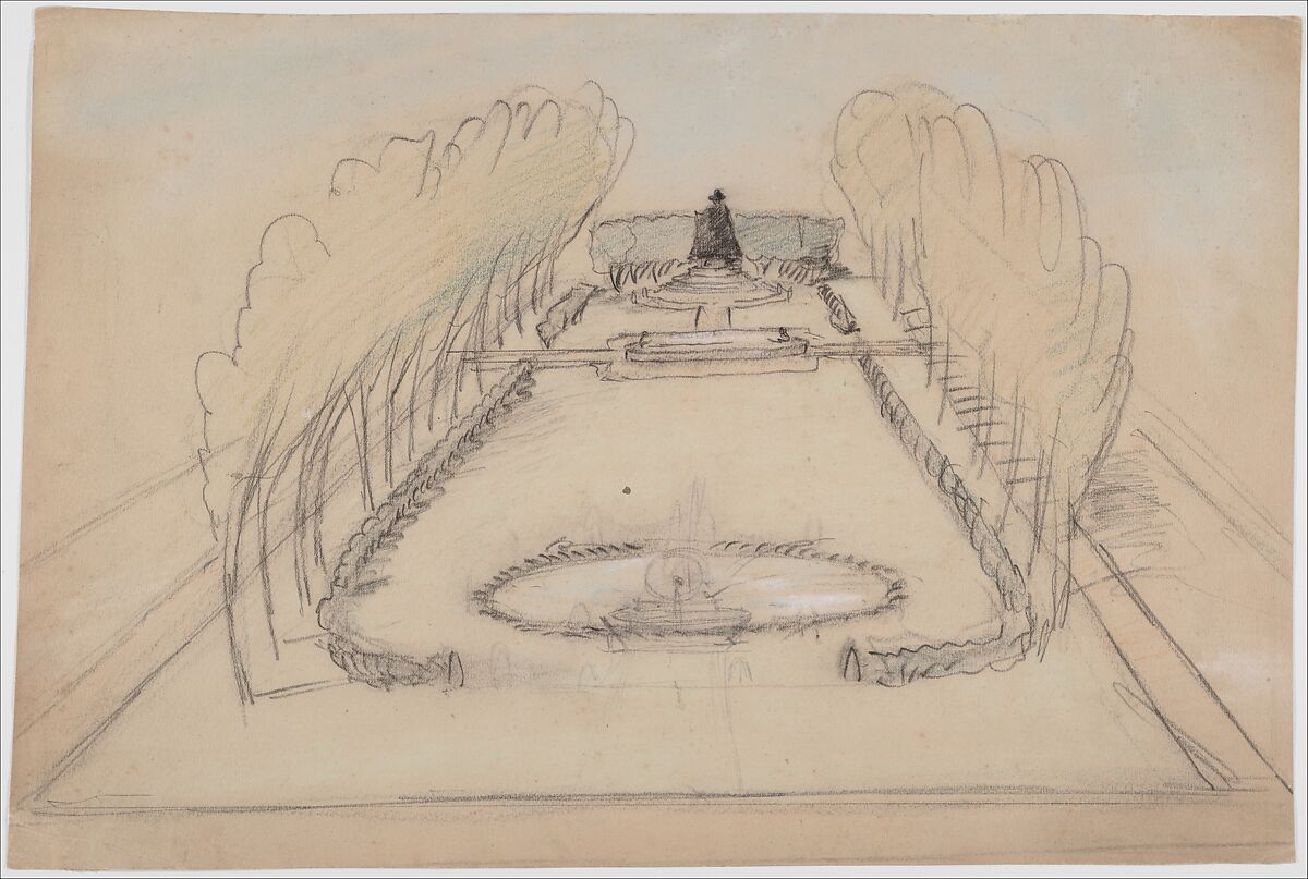 Sketch of Saint Gaudens's Statue of Deacon Samuel Chapin, Springfield, Massachusetts, Stanford White (American, New York 1853–1906 New York), Pastel, charcoal, and pencil on paper, American