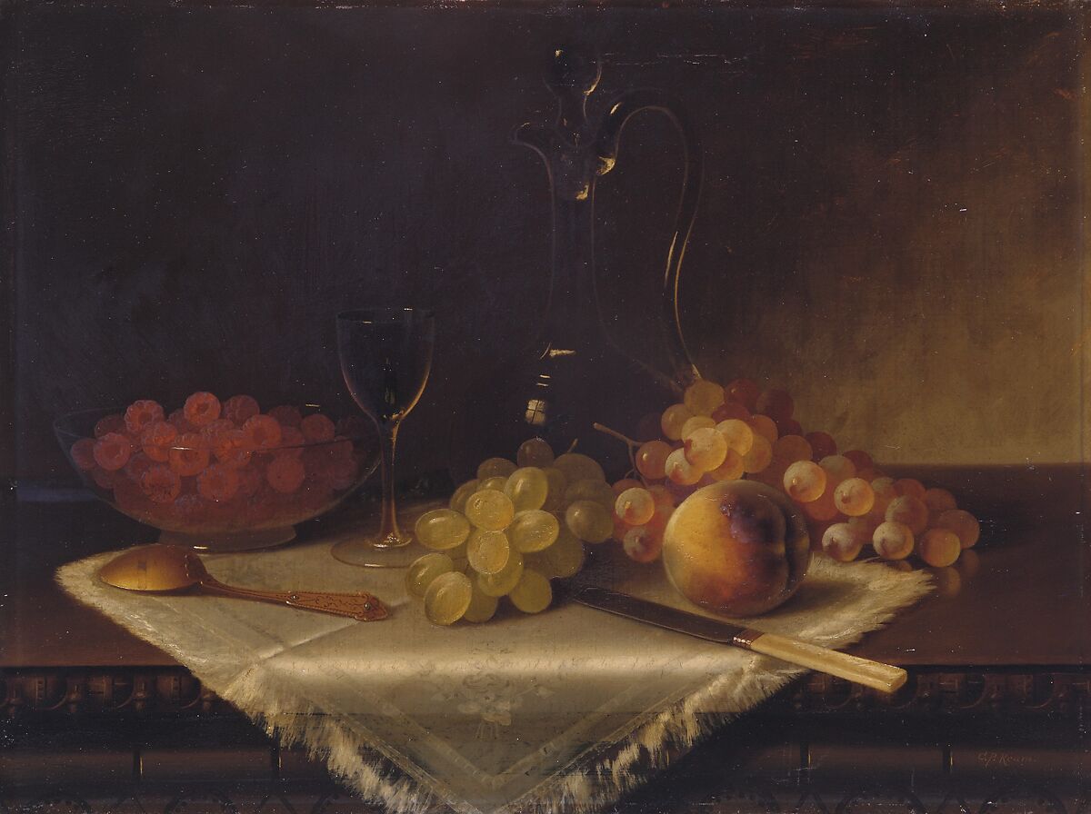 Still Life with Fruit, Carducius Plantagenet Ream (1838–1917), Oil on canvas, American 
