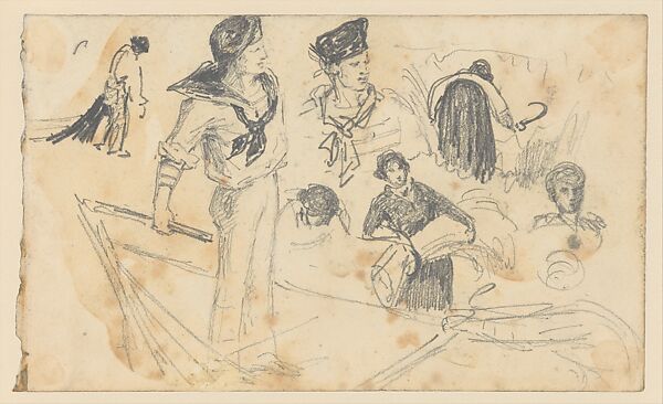Sailors and Reapers (from Scrapbook), John Singer Sargent (American, Florence 1856–1925 London), Graphite on off-white wove paper, American 