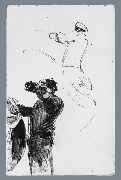 Sailor (from scrapbook), John Singer Sargent (American, Florence 1856–1925 London), Watercolor and graphite on off-white wove paper, American